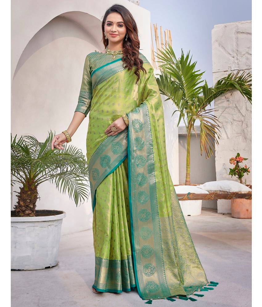 Satrani Art Silk Embellished Saree With Unstitched Blouse Piece ( Light Green )     			Satrani Art Silk Embellished Saree With Unstitched Blouse Piece ( Light Green )