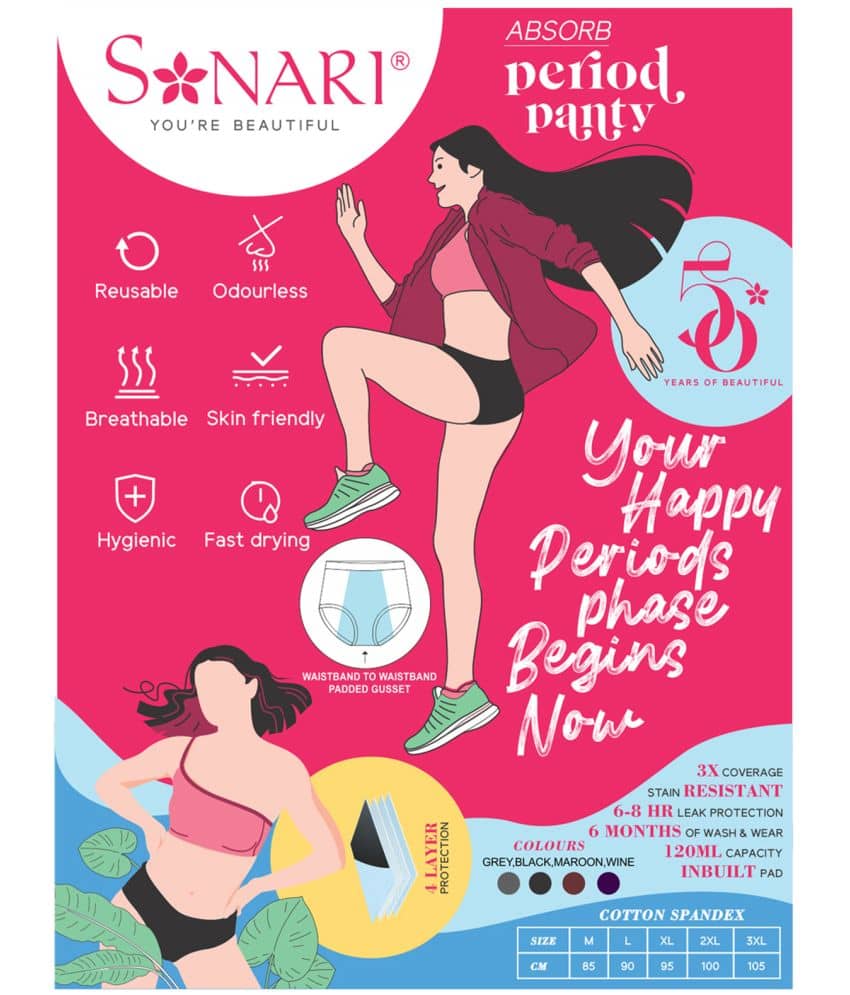 Sonari Pack of 1 Modal Period Panty For Women ( Dark Grey )