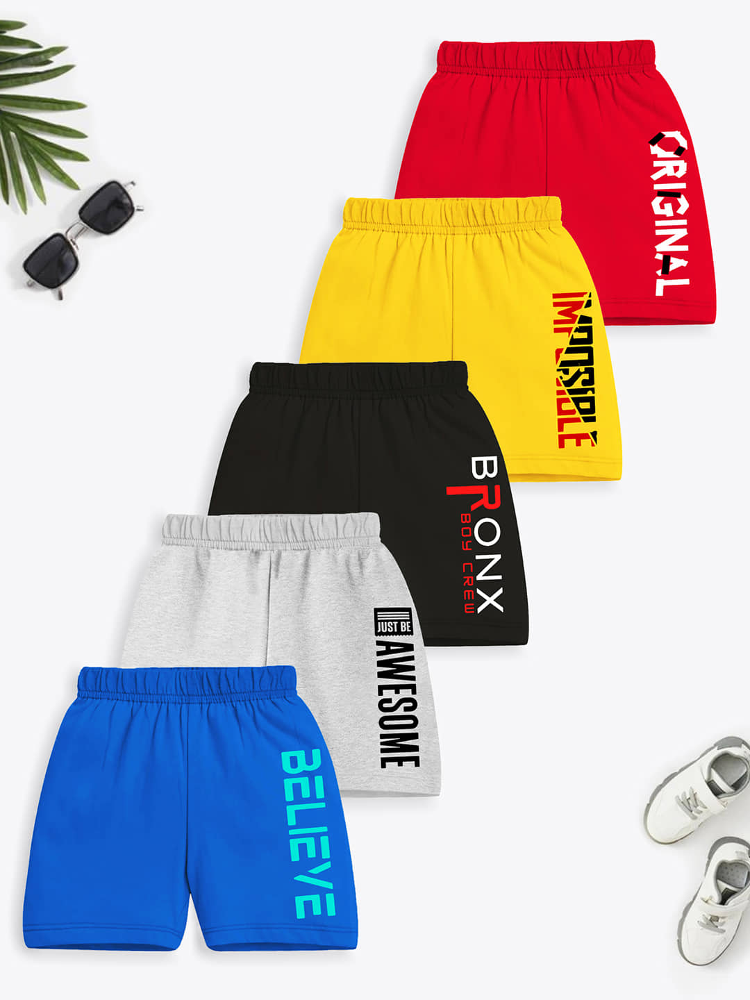 Trampoline Pack of 5 Cotton Blend Shorts For Boys ( Multicolor5 ) - Shorts | Buy online on ZillyBuy