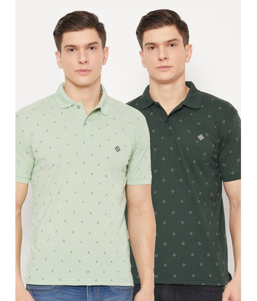     			UBX Pack of 2 Polyester Regular Fit Printed Half Sleeves Men's Polo T Shirt ( Sea Green )