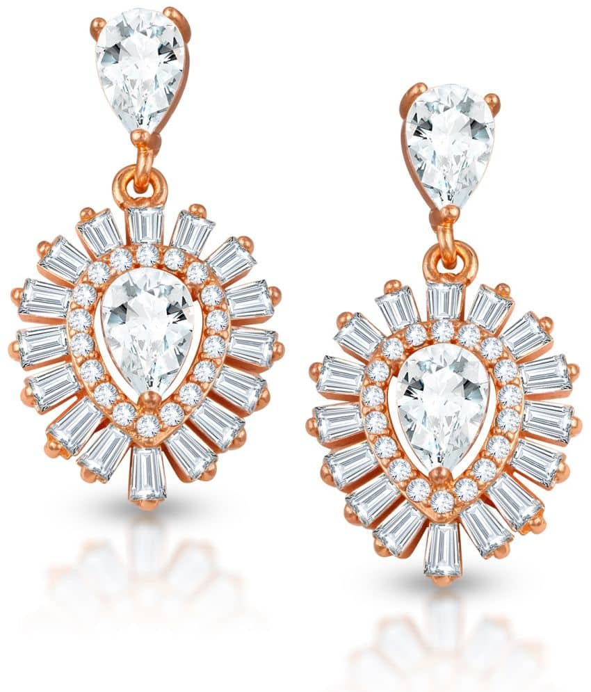 VIVASTRI Rose Gold Drop Earrings ( Pack of 1 ) - Earrings | Buy online on ZillyBuy