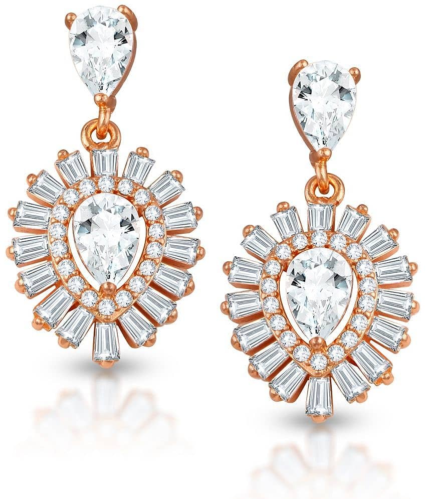 VIVASTRI Rose Gold Drop Earrings ( Pack of 1 ) - Earrings | Buy online on ZillyBuy