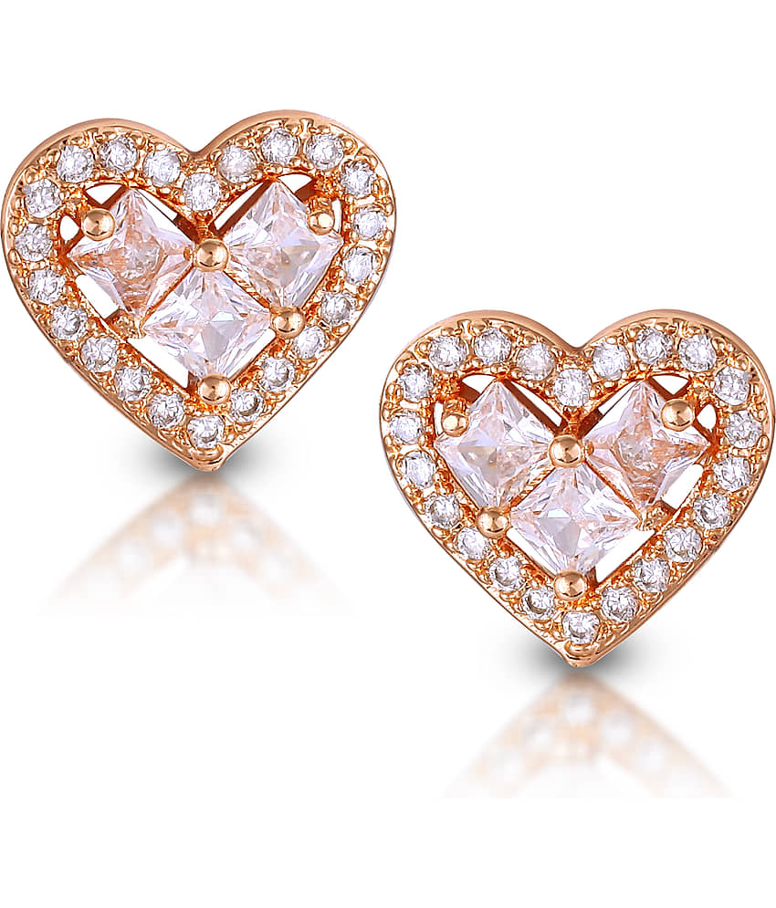 VIVASTRI Rose Gold Stud Earrings ( Pack of 1 ) - Earrings | Buy online on ZillyBuy