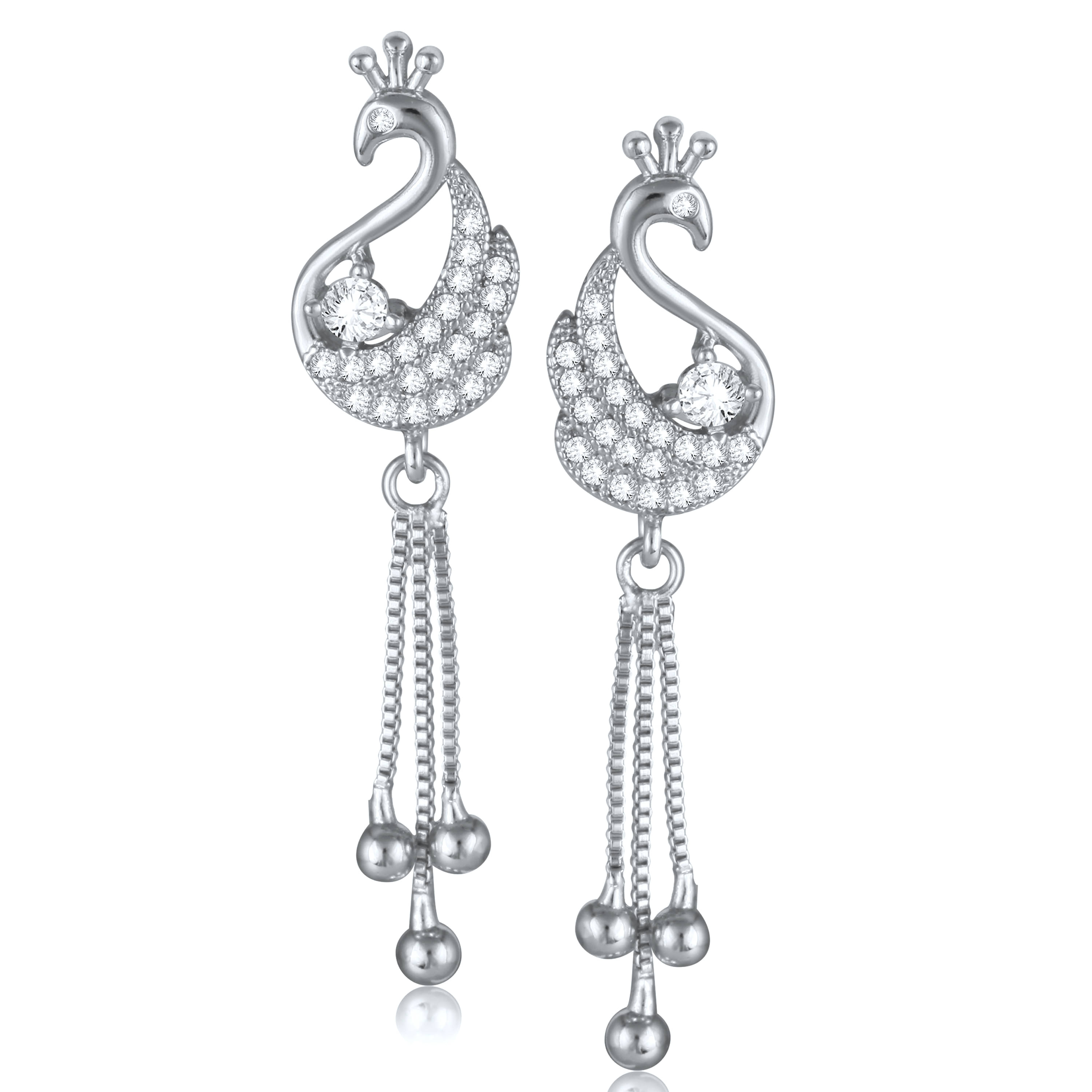     			VIVASTRI Silver Drop Earrings ( Pack of 1 )