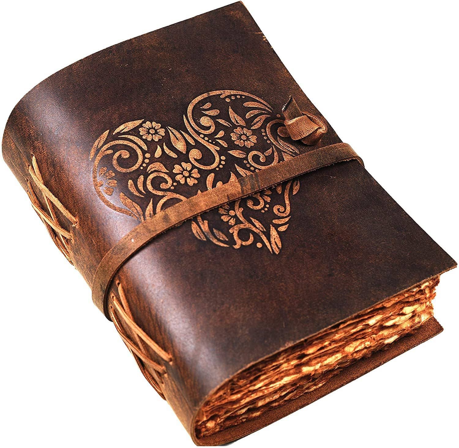 Vintage Leather Journal With Antique Paper A5 Diary Unruled 200 Pages (Brown)