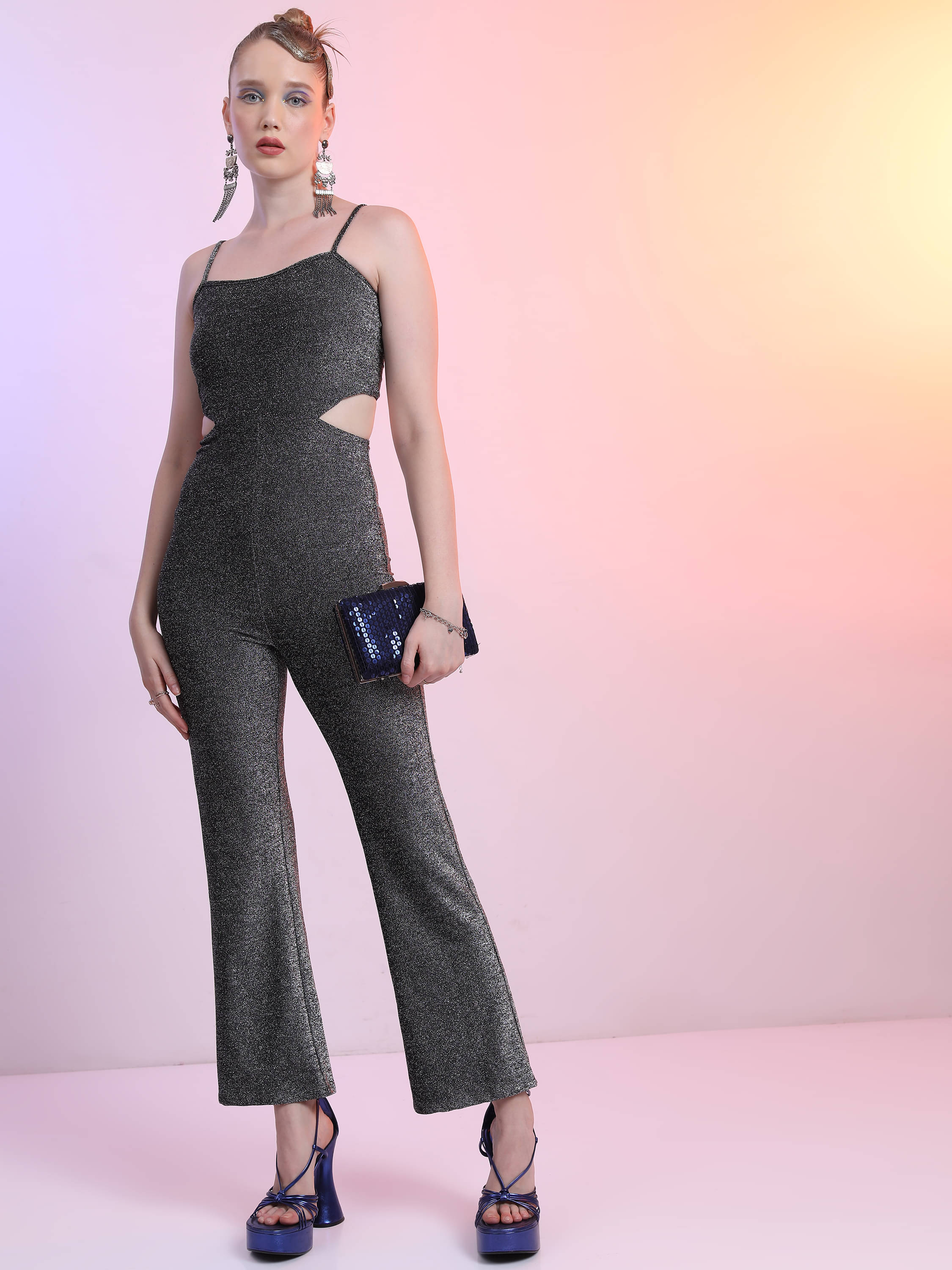 Ketch Silver Polyester Regular Fit Women's Jumpsuit ( Pack of 1 ) Ketch Silver Polyester Regular Fit Women's Jumpsuit ( Pack of 1 )