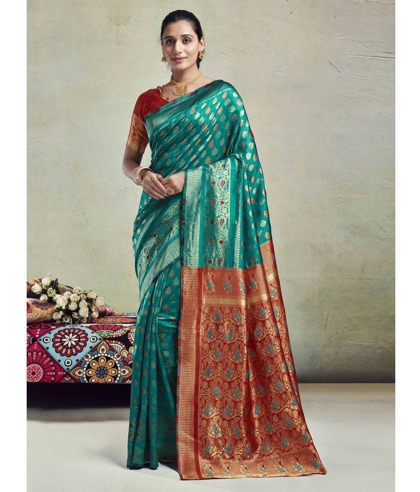 Samah Art Silk Woven Saree With Unstitched Blouse Piece ( Sea Green ) Samah Art Silk Woven Saree With Unstitched Blouse Piece ( Sea Green )