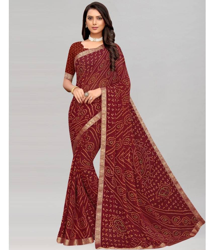 Samah Chiffon Printed Saree With Unstitched Blouse Piece ( Maroon ) Samah Chiffon Printed Saree With Unstitched Blouse Piece ( Maroon )