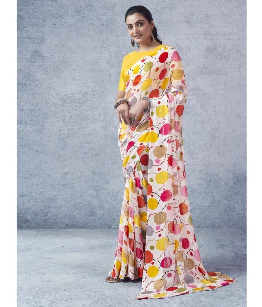 Samah Georgette Printed Saree With Unstitched Blouse Piece ( Multicolour )     			Samah Georgette Printed Saree With Unstitched Blouse Piece ( Multicolour )