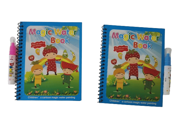     			2655F-FLIPCLIPS COMBO 2PC Magic Water Book For Kids With Magical Water Doodle Pen, Reusable Self Drying Water Painting Books, Best Montessori Toy Gift,