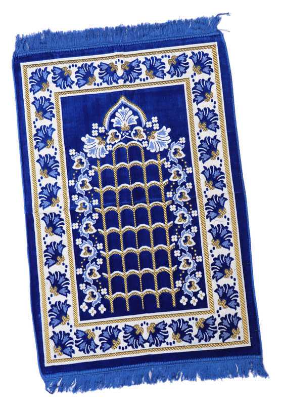     			ADIRNY Blue Single Regular Velvet Prayer Mat ( 110 X 70 cm )