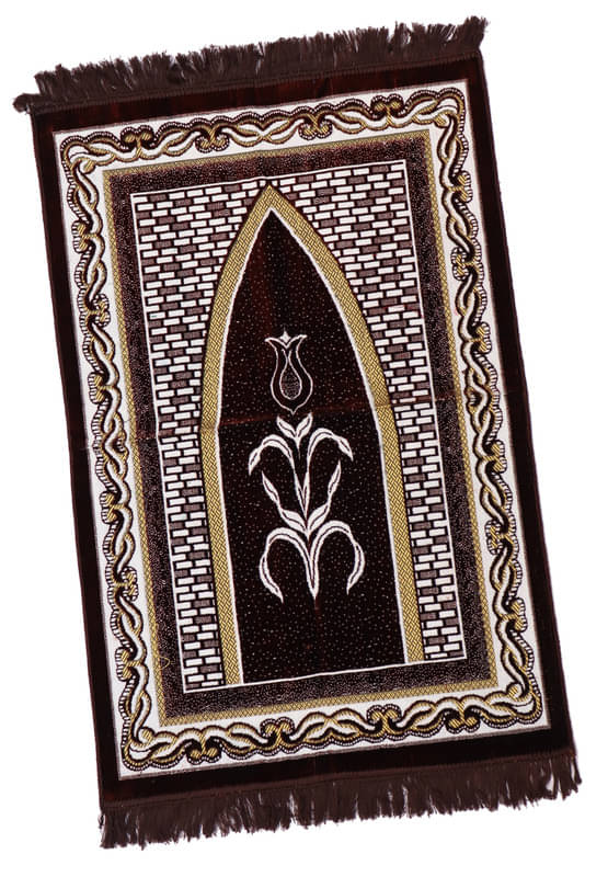 ADIRNY Brown Single Regular Velvet Prayer Mat ( 110 X 70 cm ) ADIRNY Brown Single Regular Velvet Prayer Mat ( 110 X 70 cm )