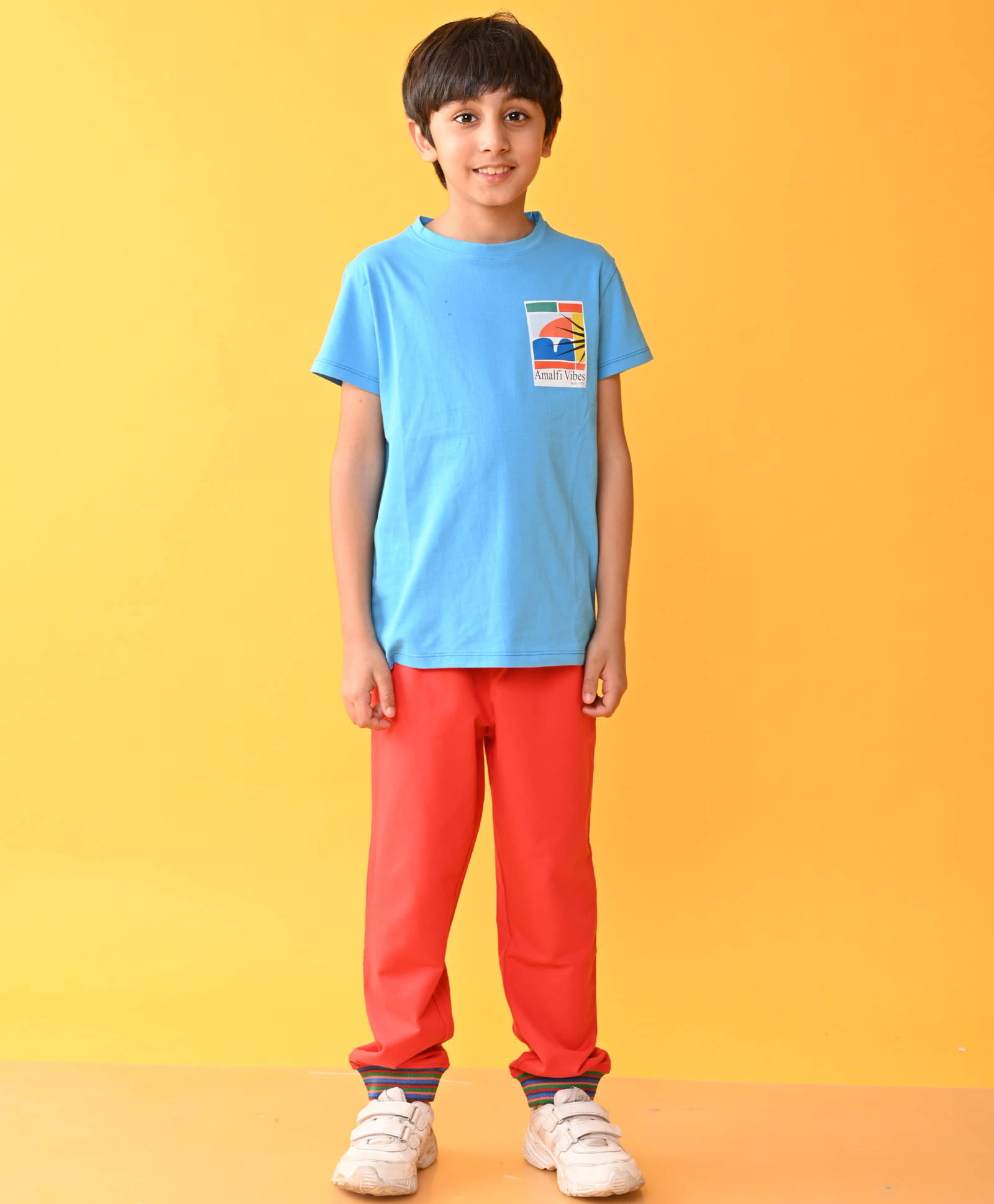 AMALFI BLUE RED RIBBED SUMMER BOYS JOGGER SET - BLUE/RED     			AMALFI BLUE RED RIBBED SUMMER BOYS JOGGER SET - BLUE/RED