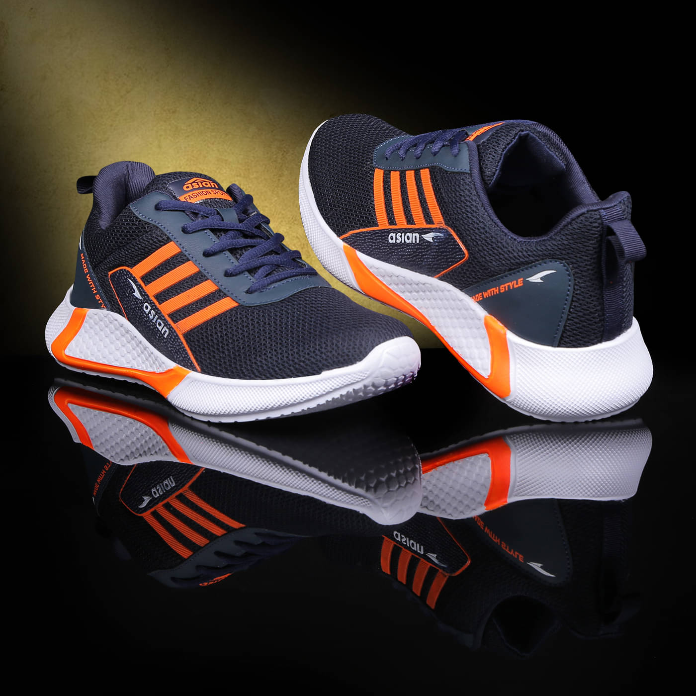     			ASIAN BATTLE Navy Blue Men's Sports Running Shoes