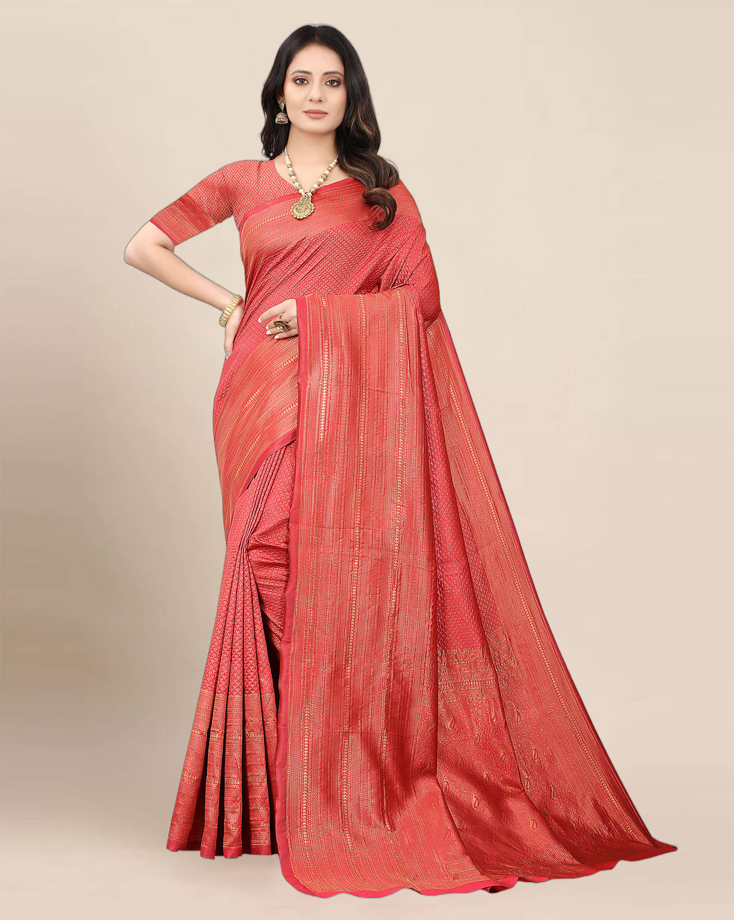 Anjaneya Sarees Banarasi Silk Woven Saree With Unstitched Blouse Piece ( Red ) Anjaneya Sarees Banarasi Silk Woven Saree With Unstitched Blouse Piece ( Red )