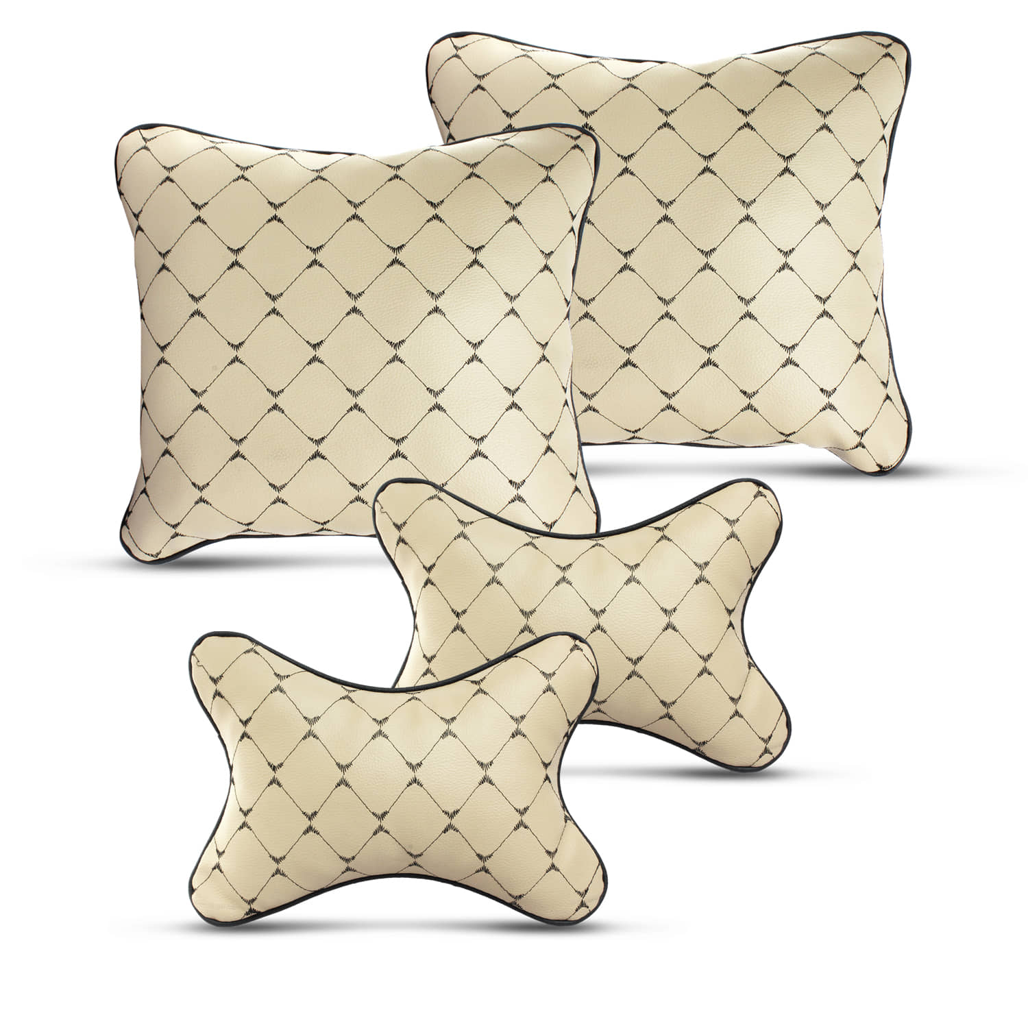 Auto Hub Neck Cushions Set of 4 Beige