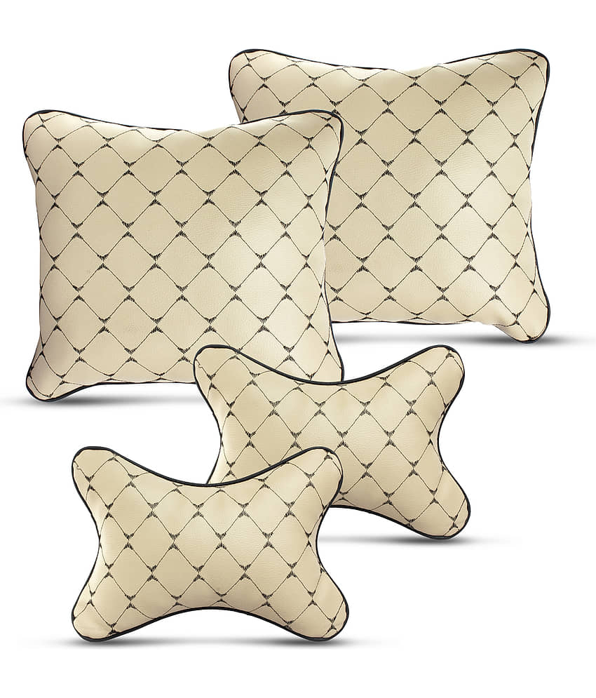 Auto Hub Neck Cushions Set of 4 Beige
