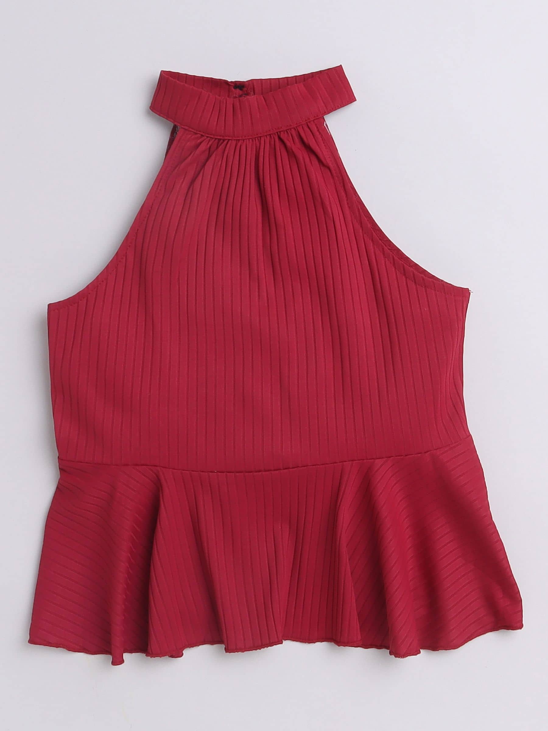 Aww Hunnie Pack of 1 Girls Cotton Top ( Maroon )