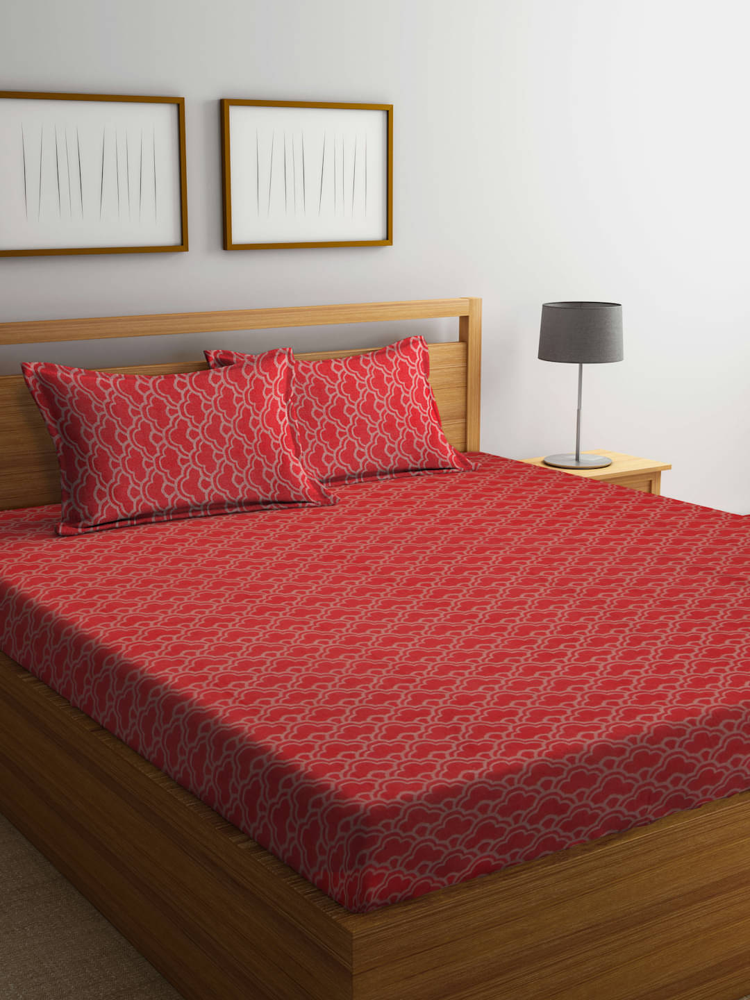 FABINALIV Cotton 1 Double Bedsheet with 2 Pillow Covers ( Red ) FABINALIV Cotton 1 Double Bedsheet with 2 Pillow Covers ( Red )