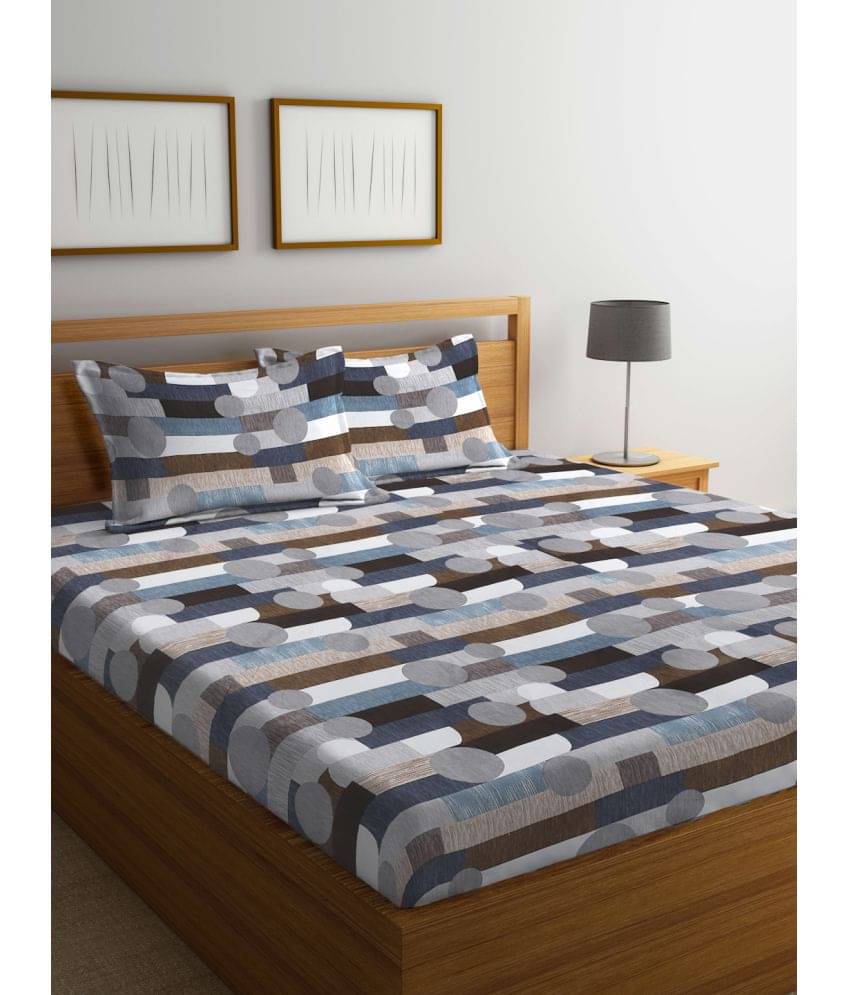     			FABINALIV Poly Cotton 1 Double King Bedsheet with 2 Pillow Covers ( Light Grey )