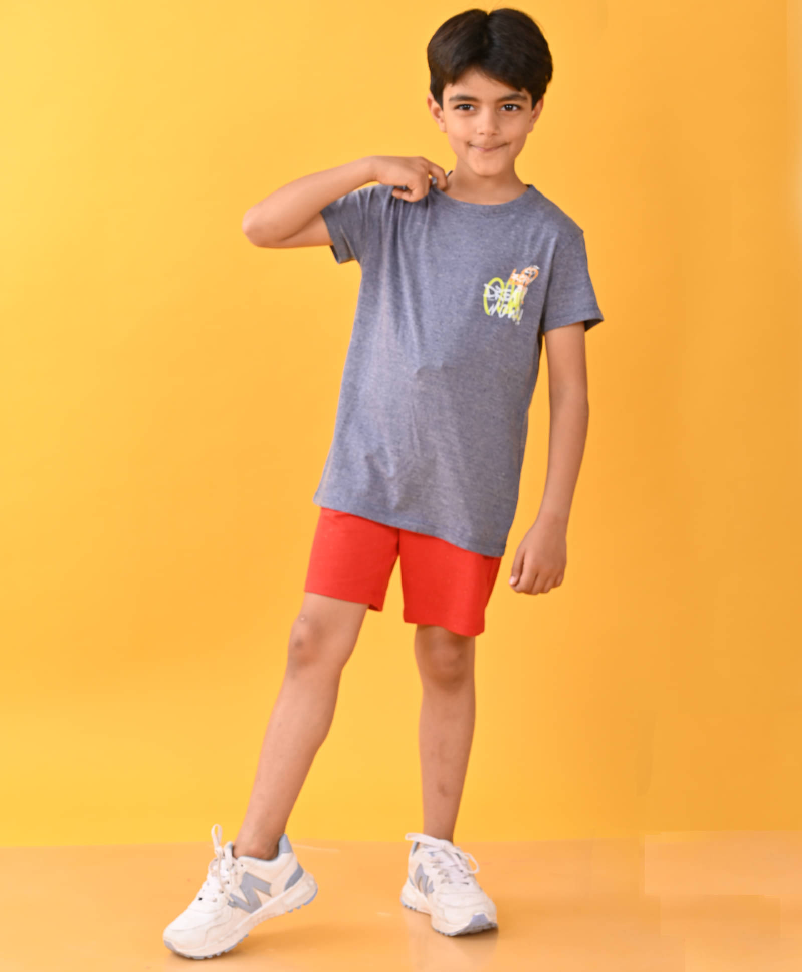     			ANTHRILO Pack of 1 Boys 100% Cotton Nightsuit Set ( Grey )