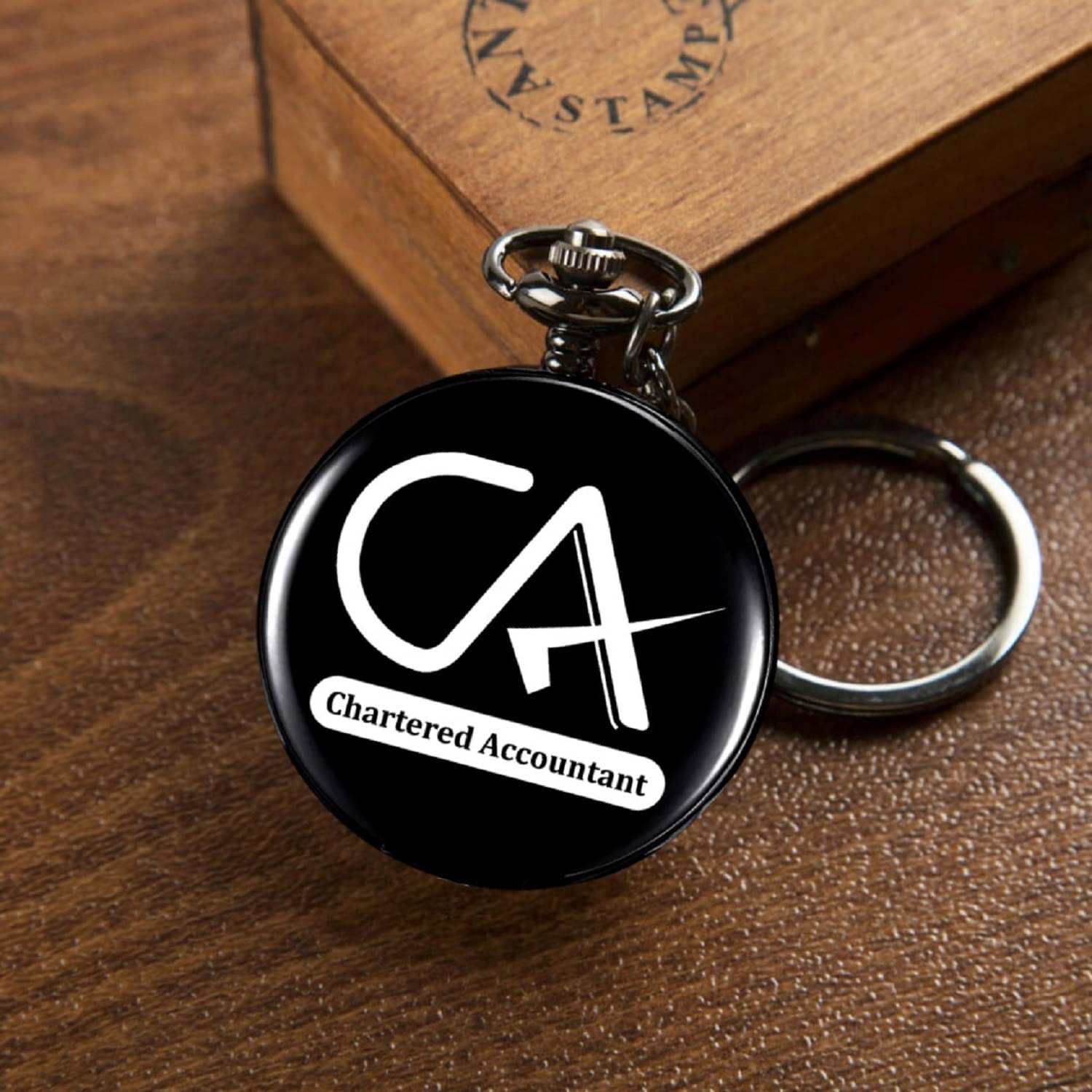    			CA Black Pocket Watch Keychain | Stylish Gift for Chartered Accountants | Durable & Classy Professional Charm