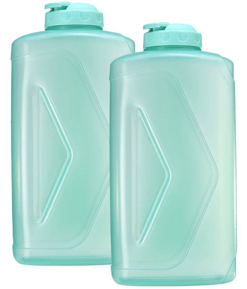     			Gluman Rhino Spout Aqua Green Plastic Fridge Water Bottle 2000 mL ( Set of 2 )