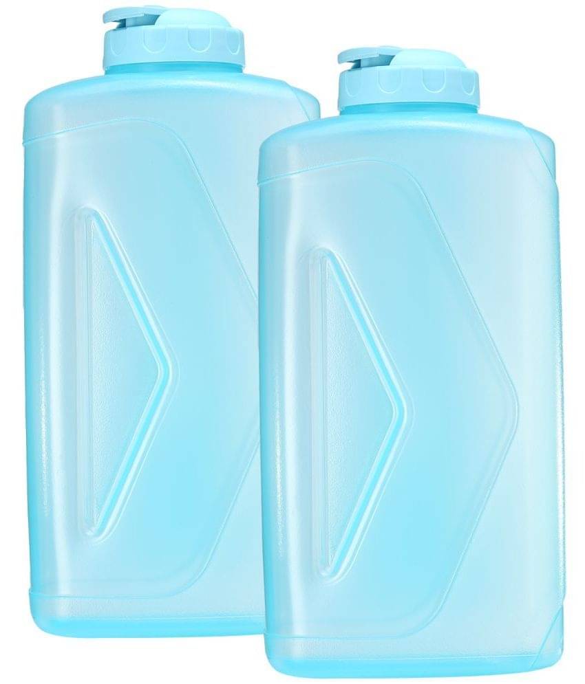     			Gluman Rhino Spout Sky Blue Plastic Fridge Water Bottle 2000 mL ( Set of 2 )