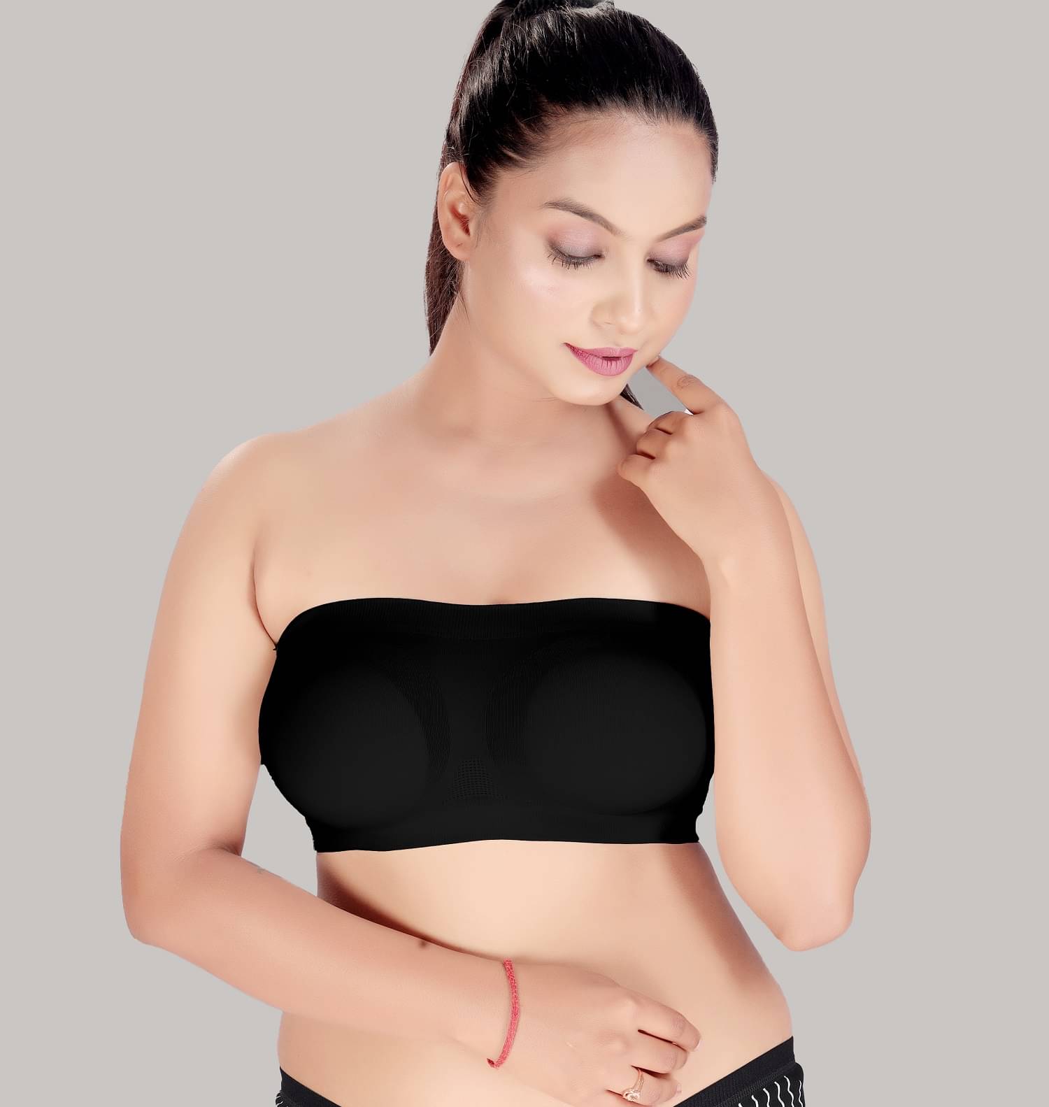 HAYA Polyester Women's Strapless Bra ( Black ) Nima Tube air Bra HAYA Polyester Women's Strapless Bra ( Black ) Nima Tube air Bra