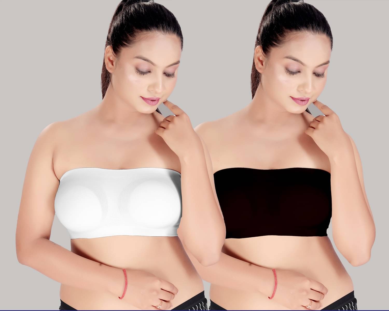 HAYA Pack of 2 Polyester Women's Strapless Bra ( Multicolor ) Nima Women's Bralette Non Padded Bra HAYA Pack of 2 Polyester Women's Strapless Bra ( Multicolor ) Nima Women's Bralette Non Padded Bra