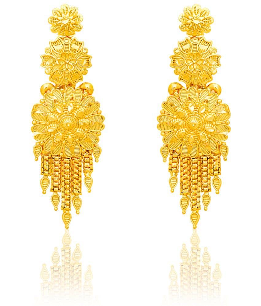 LUV FASHION Golden Chandelier Earrings ( Pack of 1 ) - Earrings | Buy online on ZillyBuy
