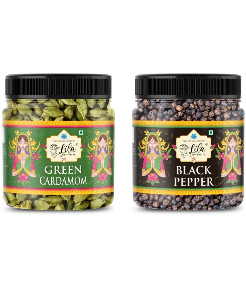     			LILA DRY FRUITS Cardamom & Black Pepper Combo 200g Whole Green Elaichi & Kali Mirch