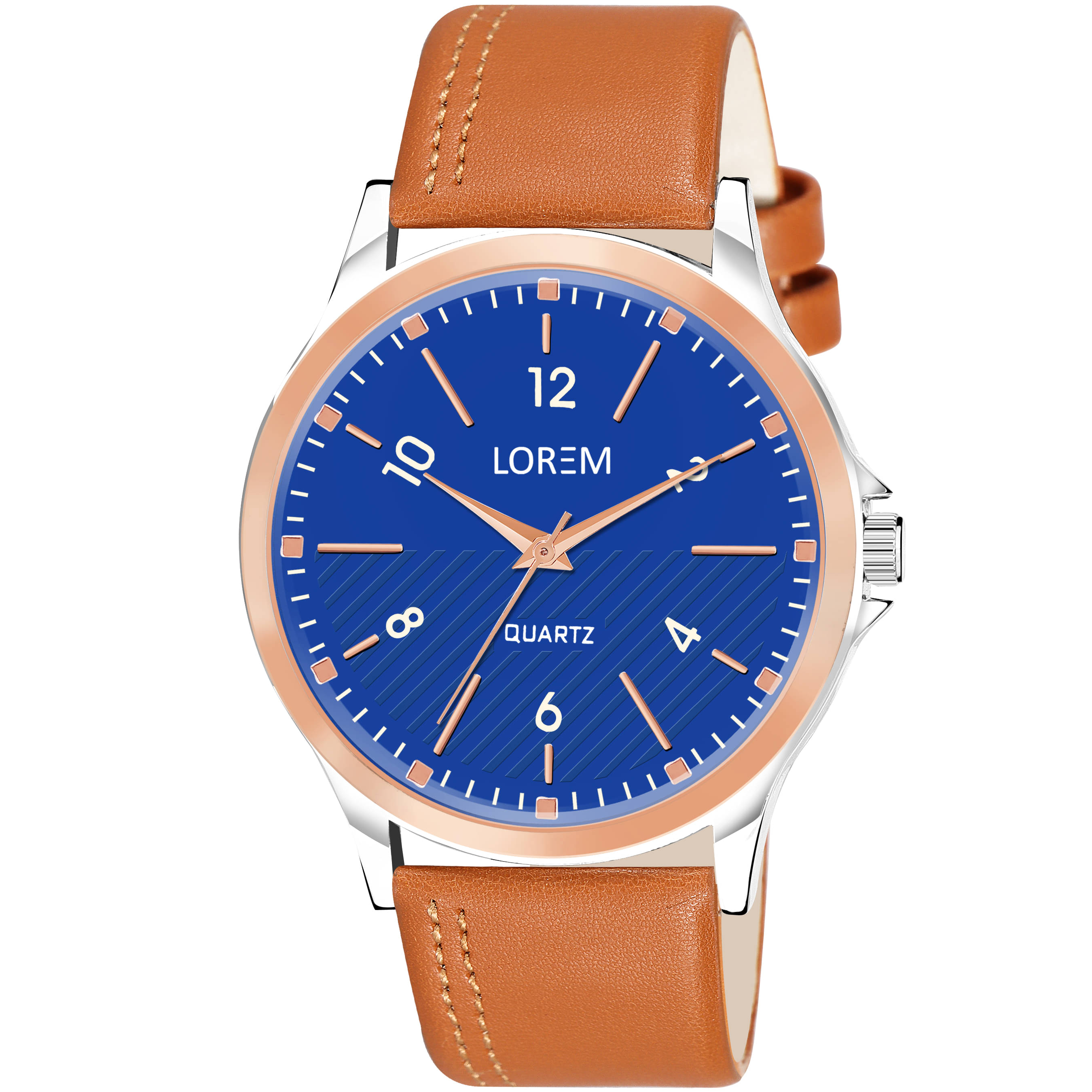     			Lorem Blue Leather Analog Men's Watch
