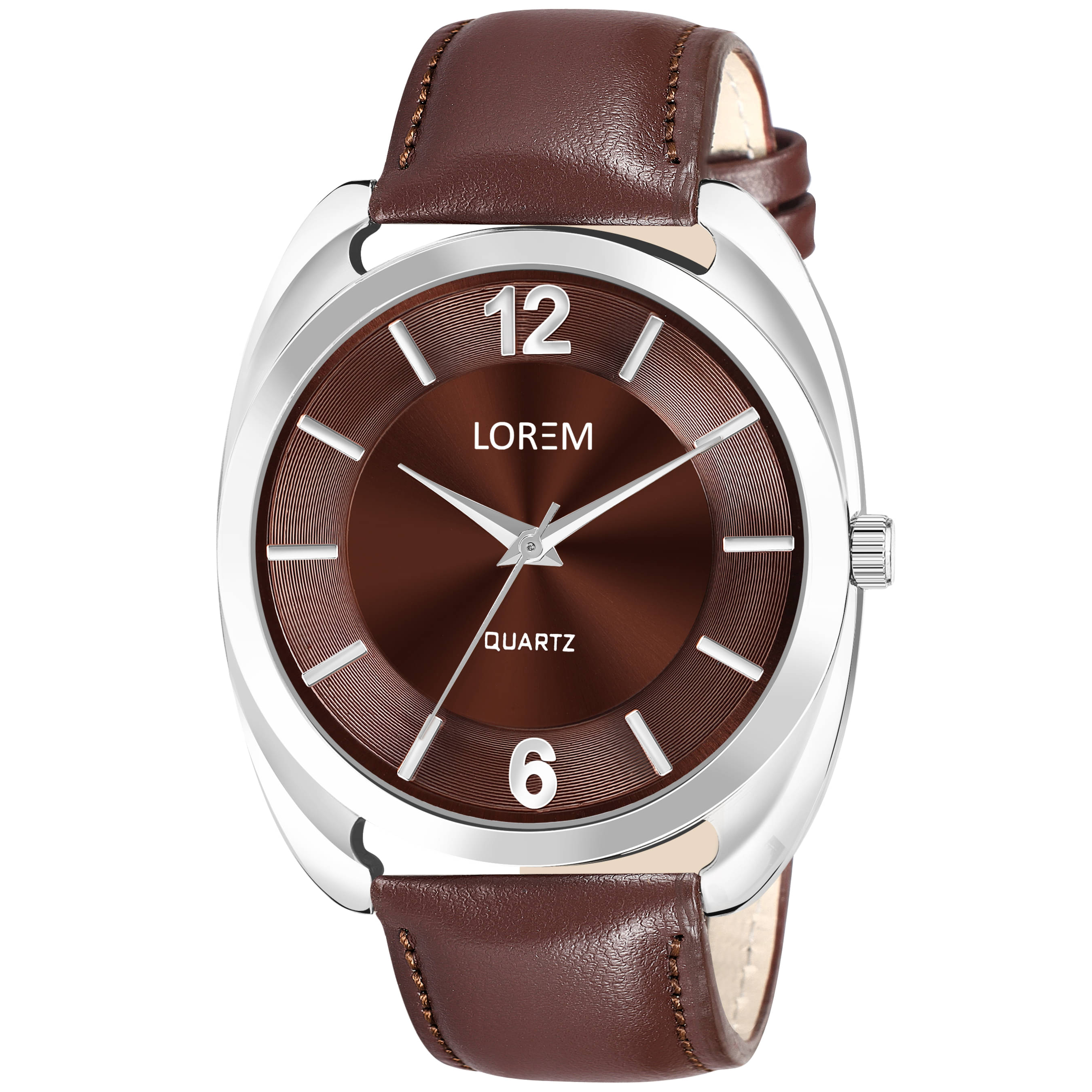     			Lorem Brown Leather Analog Men's Watch