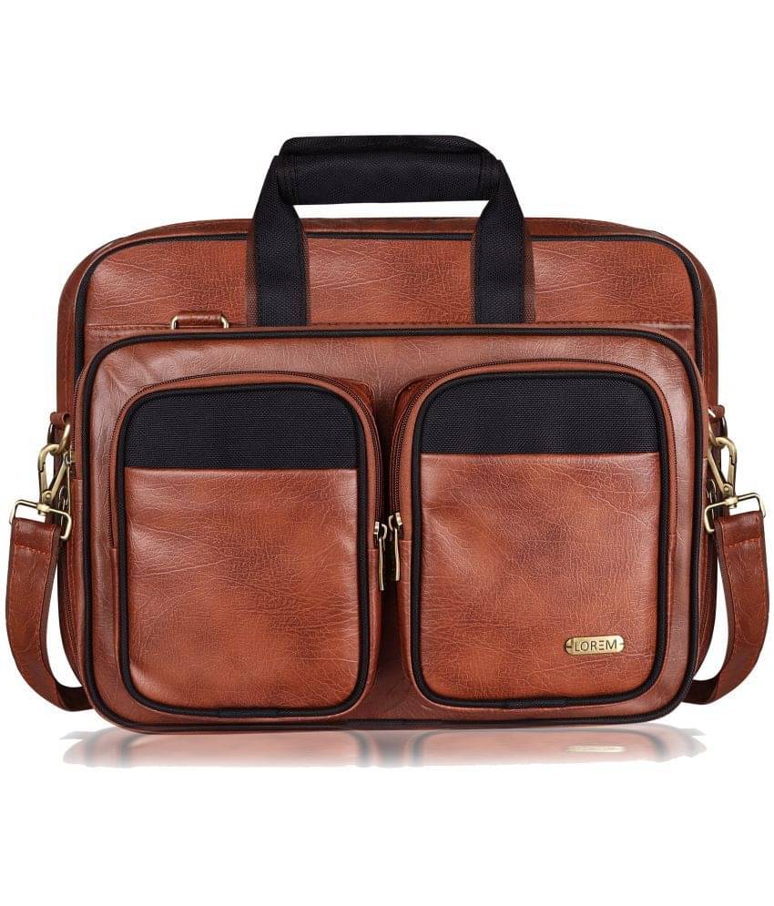     			Lorem Tan Colorblocked Messenger Bag