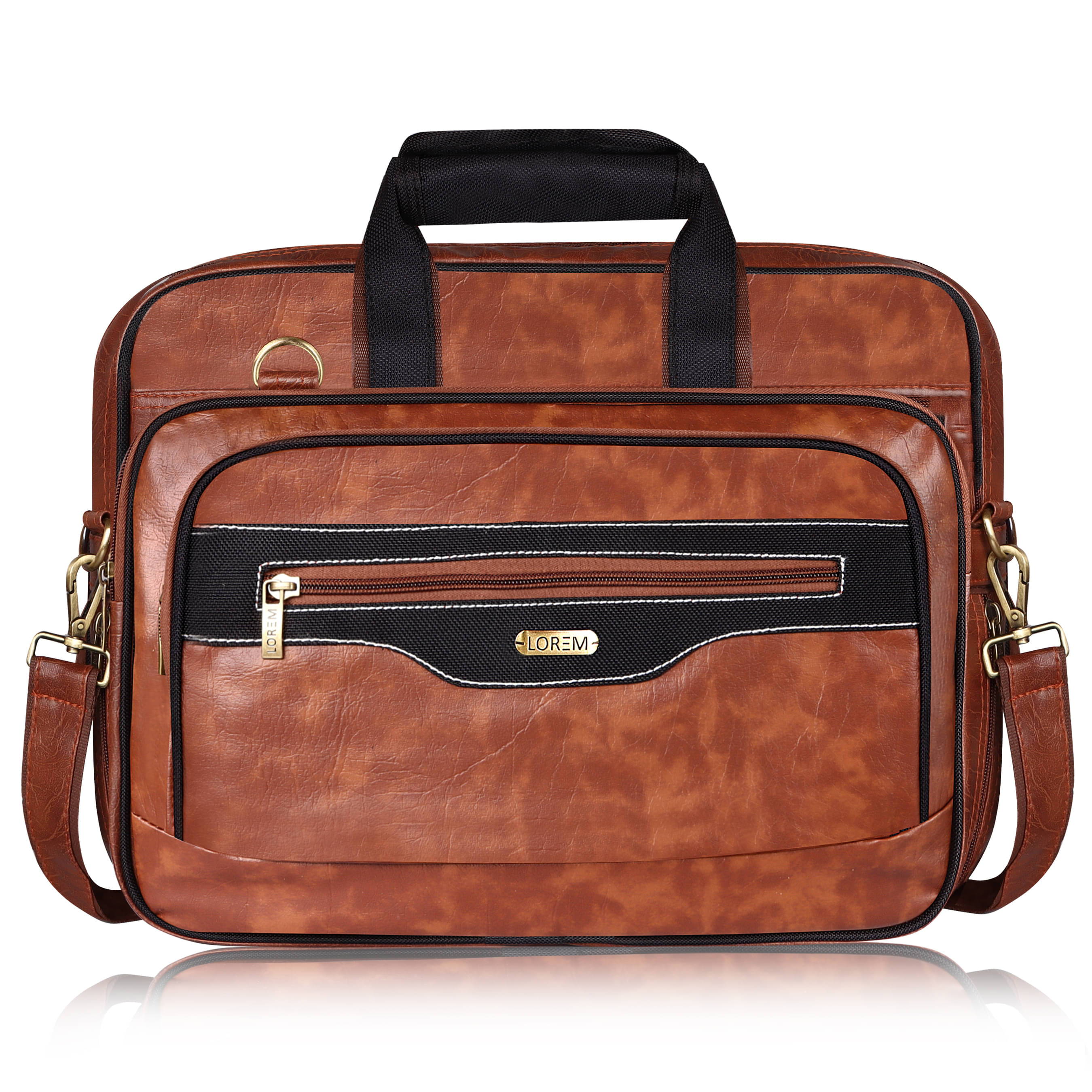     			Lorem Tan Colorblocked Messenger Bag