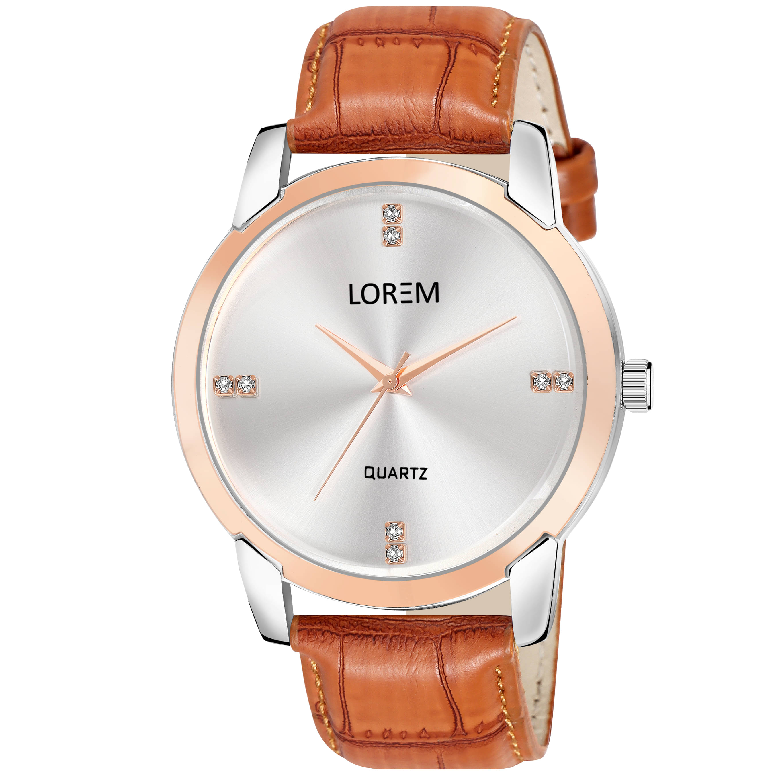     			Lorem Tan Leather Analog Men's Watch