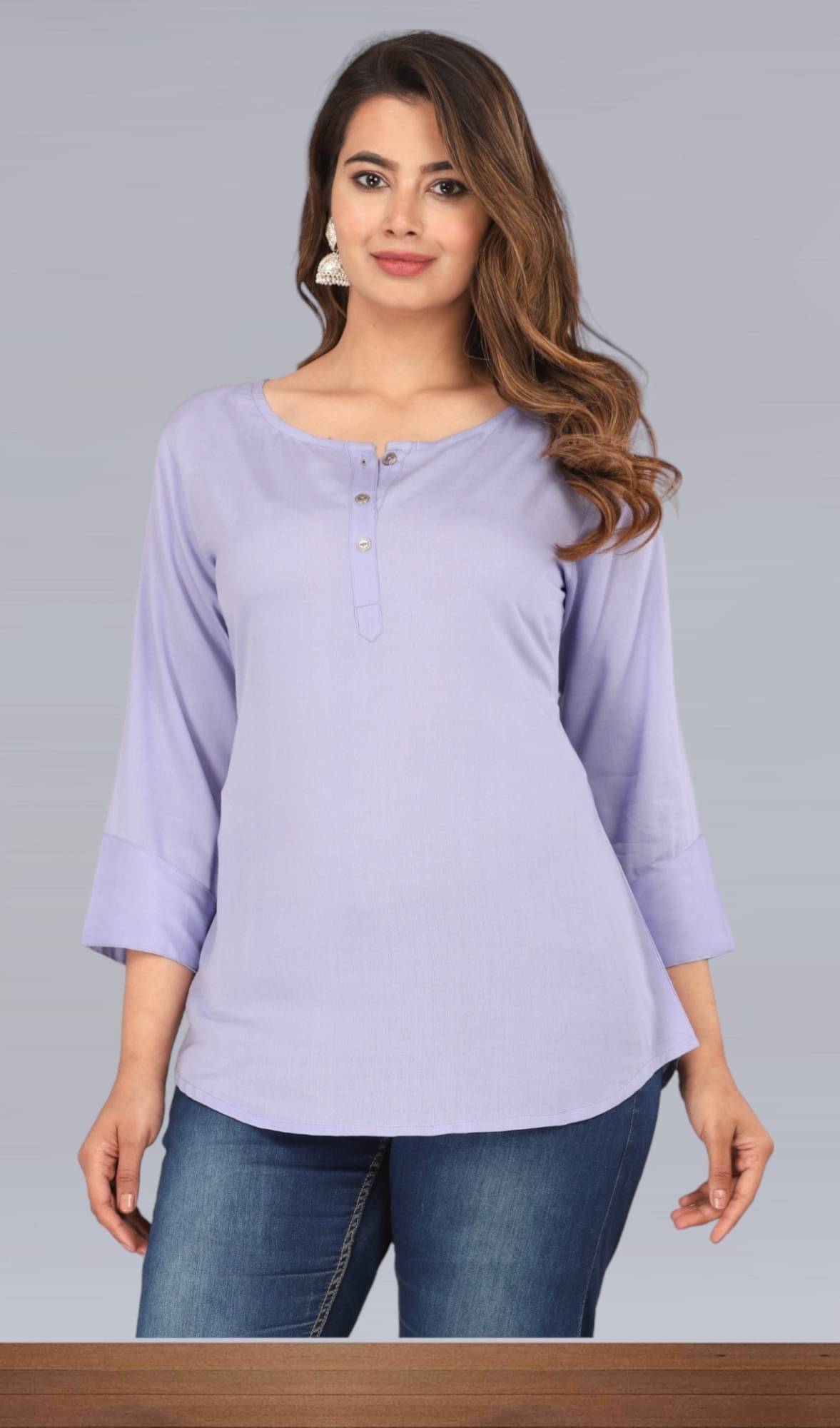 Mjay Women's Rayon Regular Top ( Light Blue ) Mjay Women's Rayon Regular Top ( Light Blue )