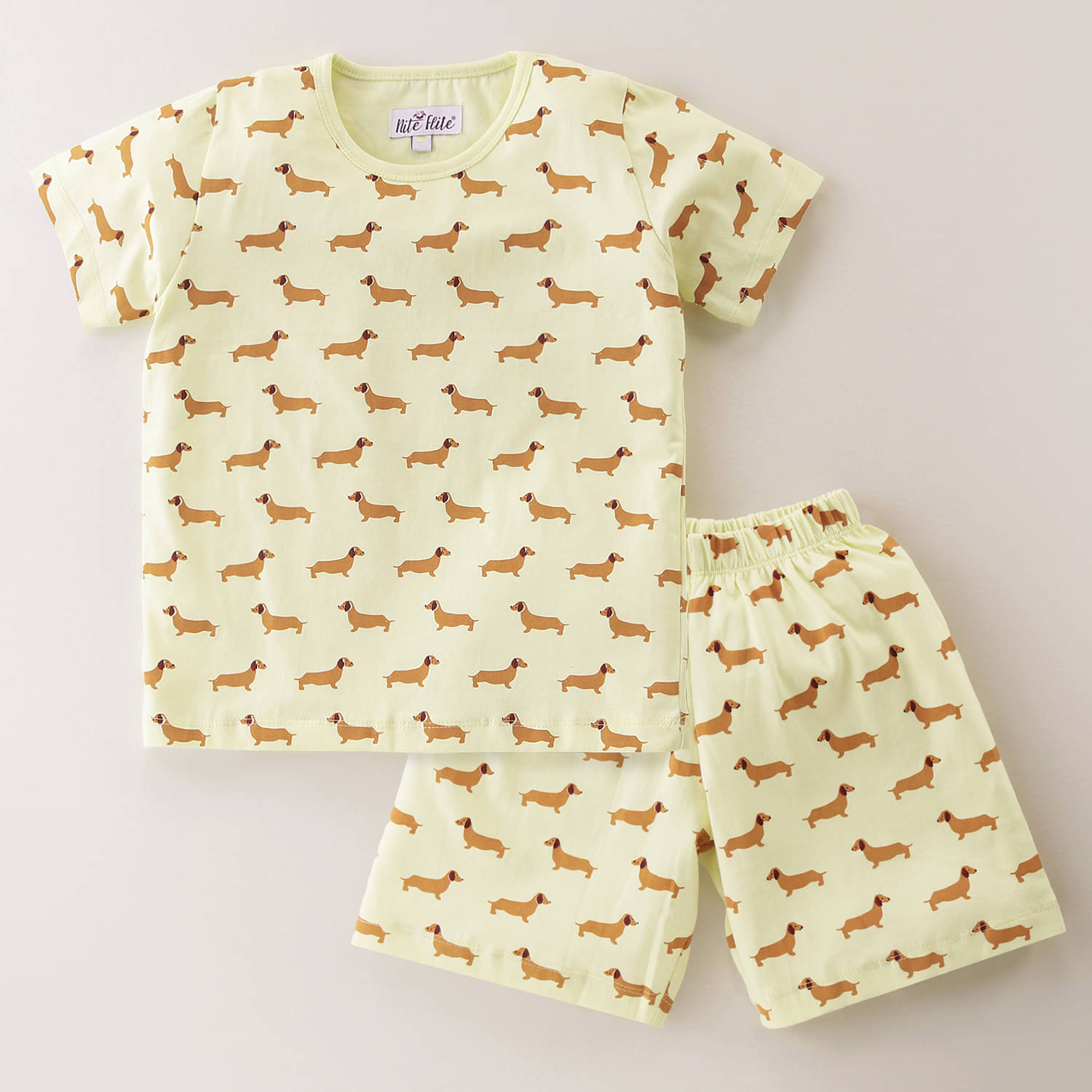     			Nite Flite Pack of 1 Boys 100% Cotton Nightsuit Set ( Yellow )
