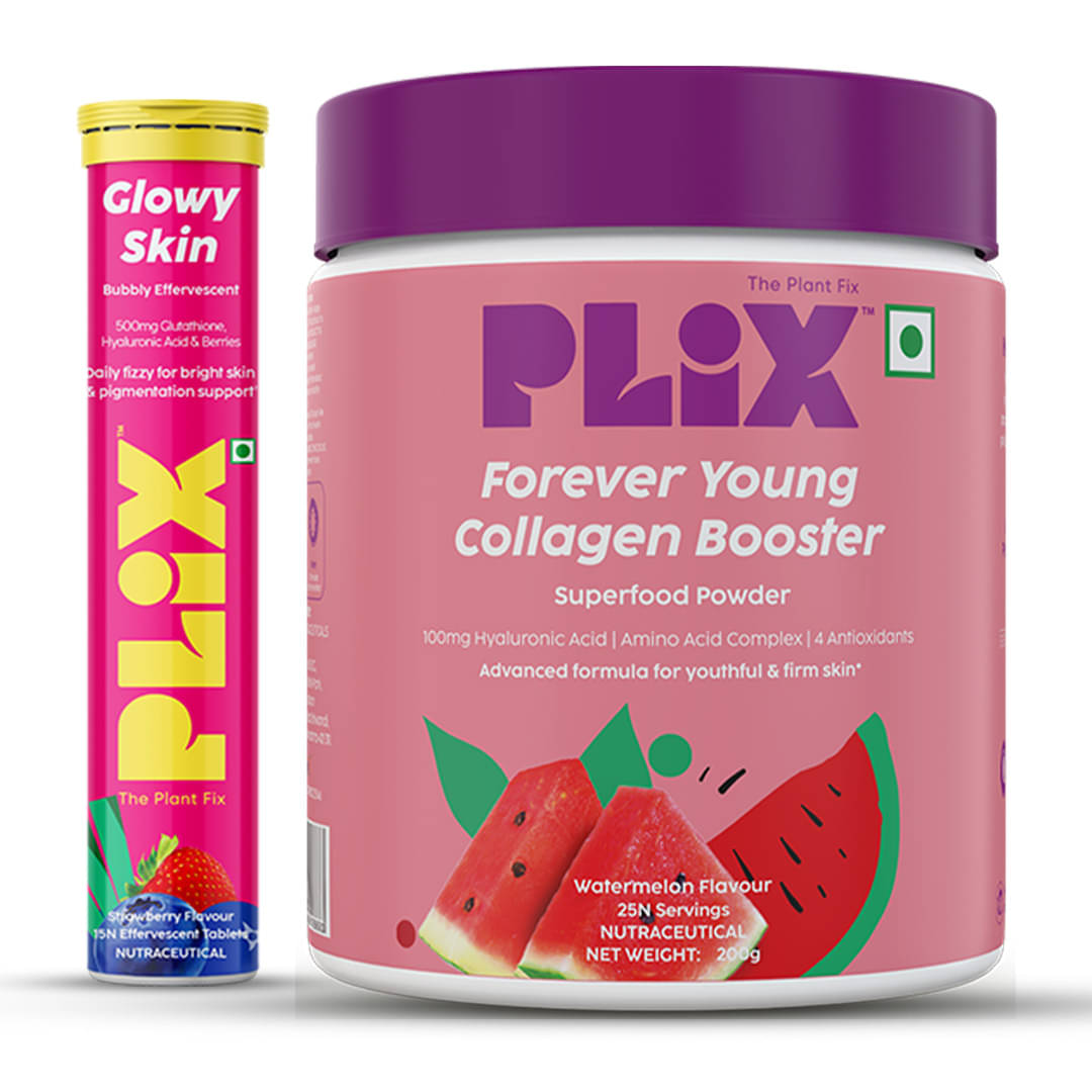 PLIX Beauty Glow Combo Glutathione 15 Effervescent Tablets and Collagen Builder Powder (200g) Combo for Youthful and Glowy Skin PLIX Beauty Glow Combo Glutathione 15 Effervescent Tablets and Collagen Builder Powder (200g) Combo for Youthful and Glowy Skin