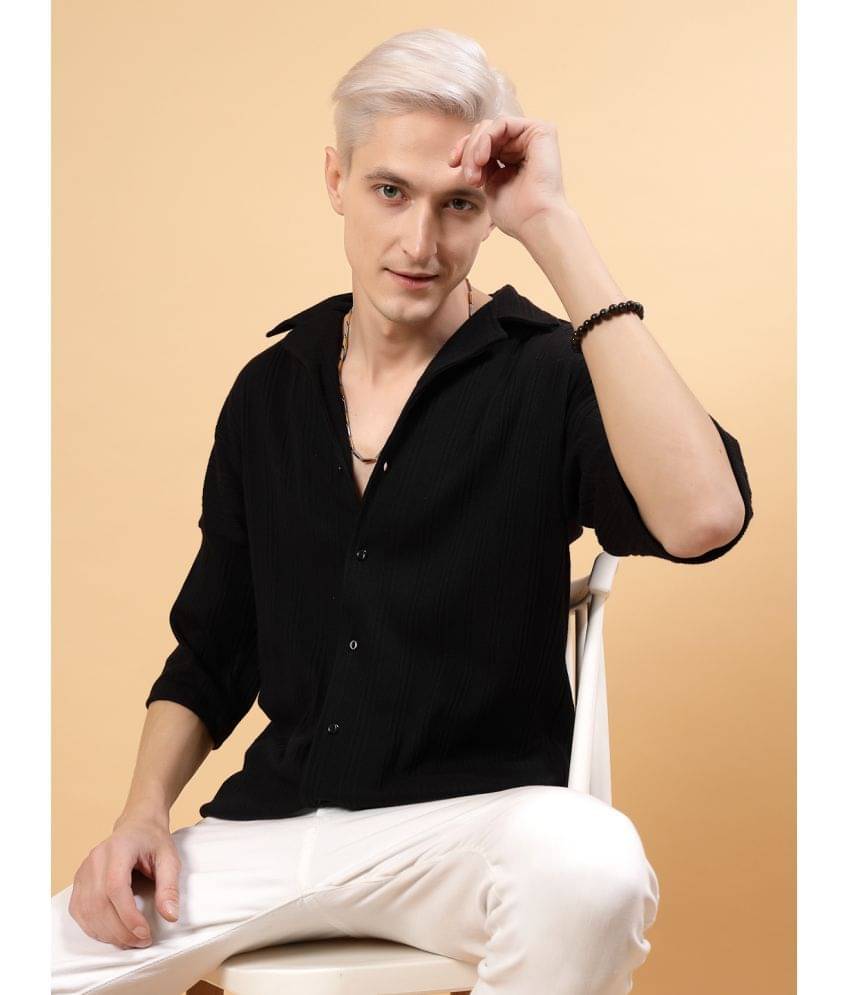 Rigo Cotton Blend Oversized Fit Solids Half Sleeves Men's Casual Shirt - Black ( Pack of 1 ) Rigo Cotton Blend Oversized Fit Solids Half Sleeves Men's Casual Shirt - Black ( Pack of 1 )