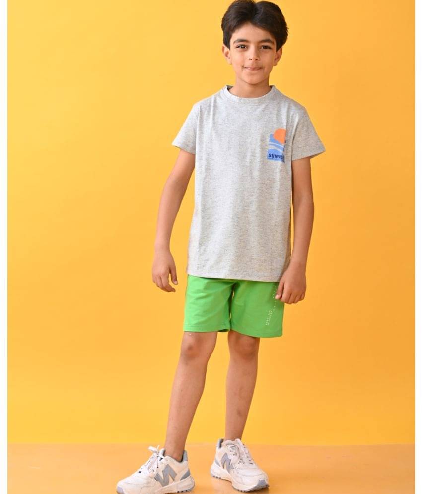     			ANTHRILO Pack of 1 Boys 100% Cotton Nightsuit Set ( Grey )
