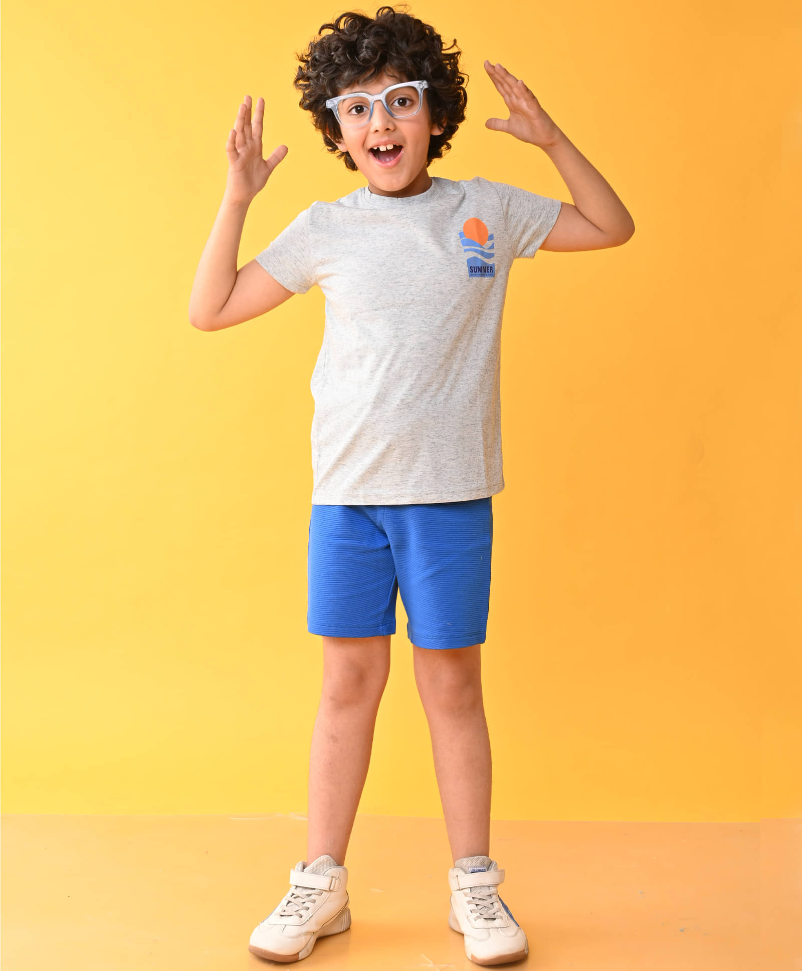     			ANTHRILO Pack of 1 Boys 100% Cotton Nightsuit Set ( Grey )