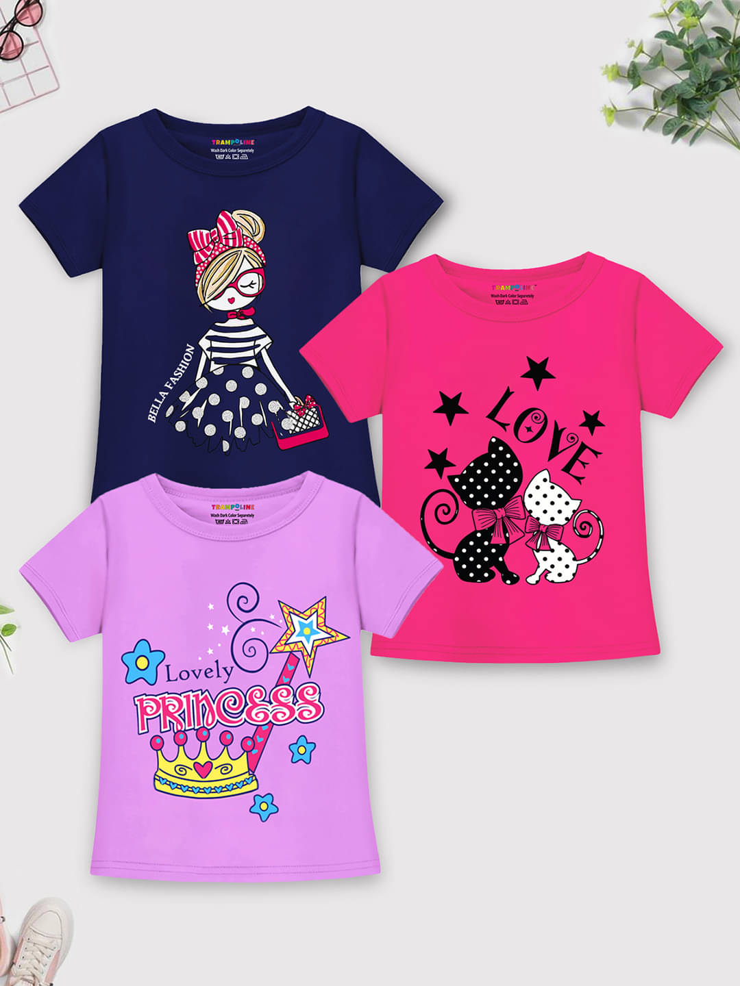     			Trampoline Pack of 3 Girls Cotton Blend T-Shirt ( Multicolor )