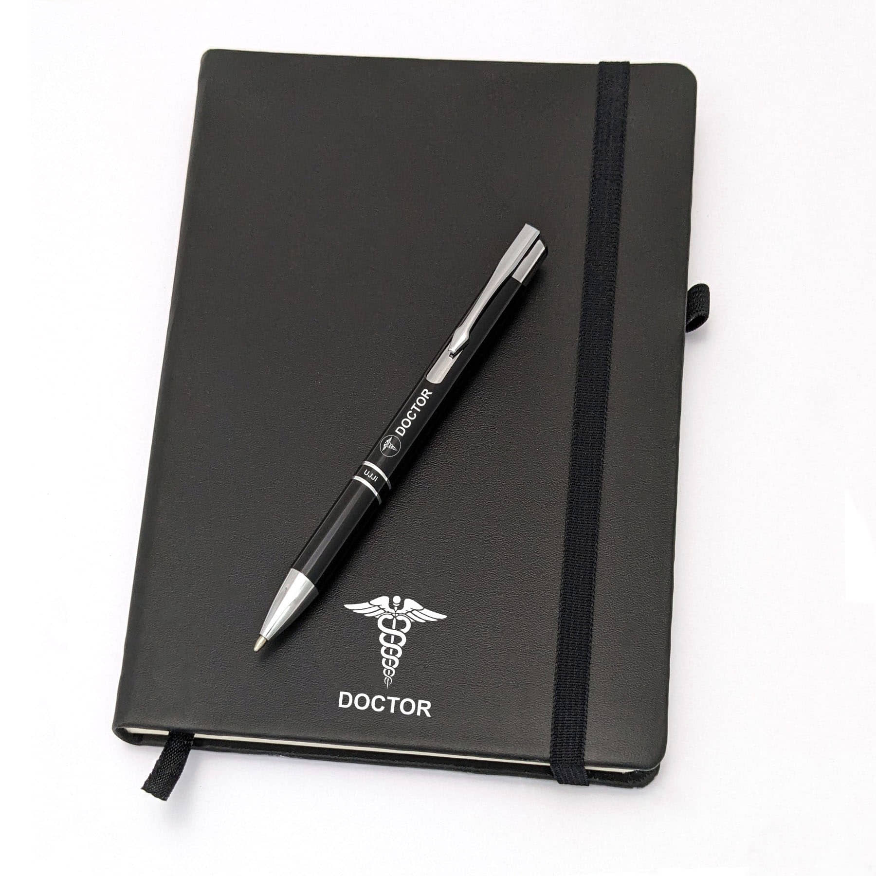 UJJi Doctor Logo Printed Click Metal Pen & Notebook for Doctors Set