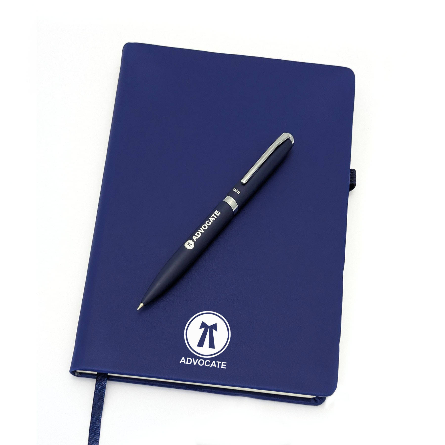     			UJJi Navy Blue Notebook & Pen Set with Advocate Logo