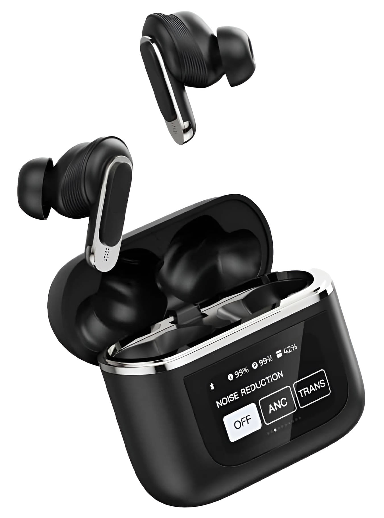 VEhop V8 TouchScreen TWS Type C True Wireless (TWS) In Ear 32 Hours Playback Active Noise cancellation IPX4(Splash & Sweat Proof) Black VEhop V8 TouchScreen TWS Type C True Wireless (TWS) In Ear 32 Hours Playback Active Noise cancellation IPX4(Splash & Sweat Proof) Black