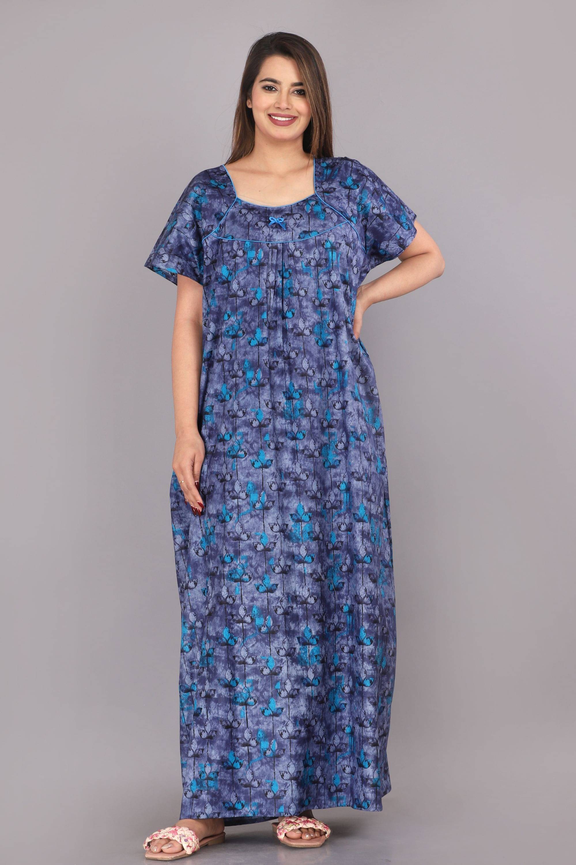     			hargun night wear Blue Cotton Women's Nightwear Nighty & Night Gowns ( Pack of 1 )