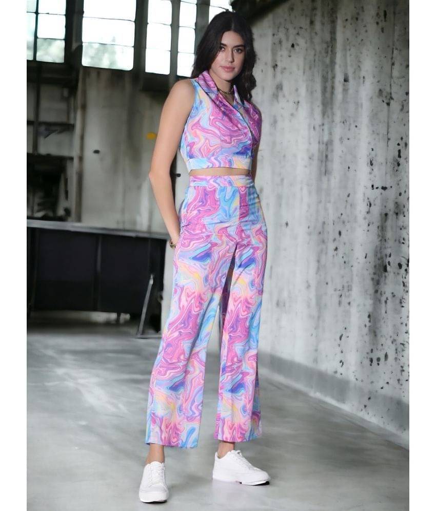     			qrosh Women Printed Top With Palazzos Co-Ord Set ( Multicolor )
