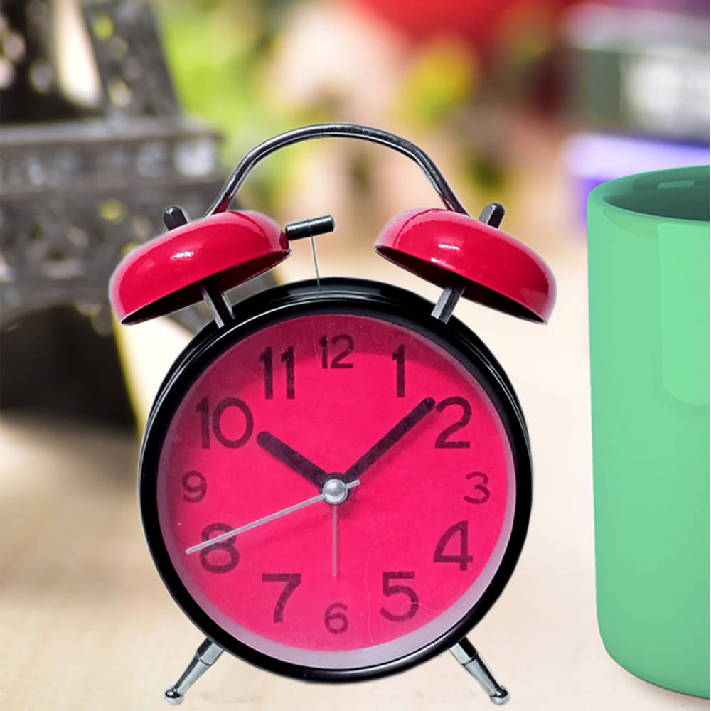 ALM Twin Bell Table Alarm Clock with Night LED Light Heavy Slippers Extra Loud Analog Ideal for Student Alarm Clock - Pack of 1 ALM Twin Bell Table Alarm Clock with Night LED Light Heavy Slippers Extra Loud Analog Ideal for Student Alarm Clock - Pack of 1